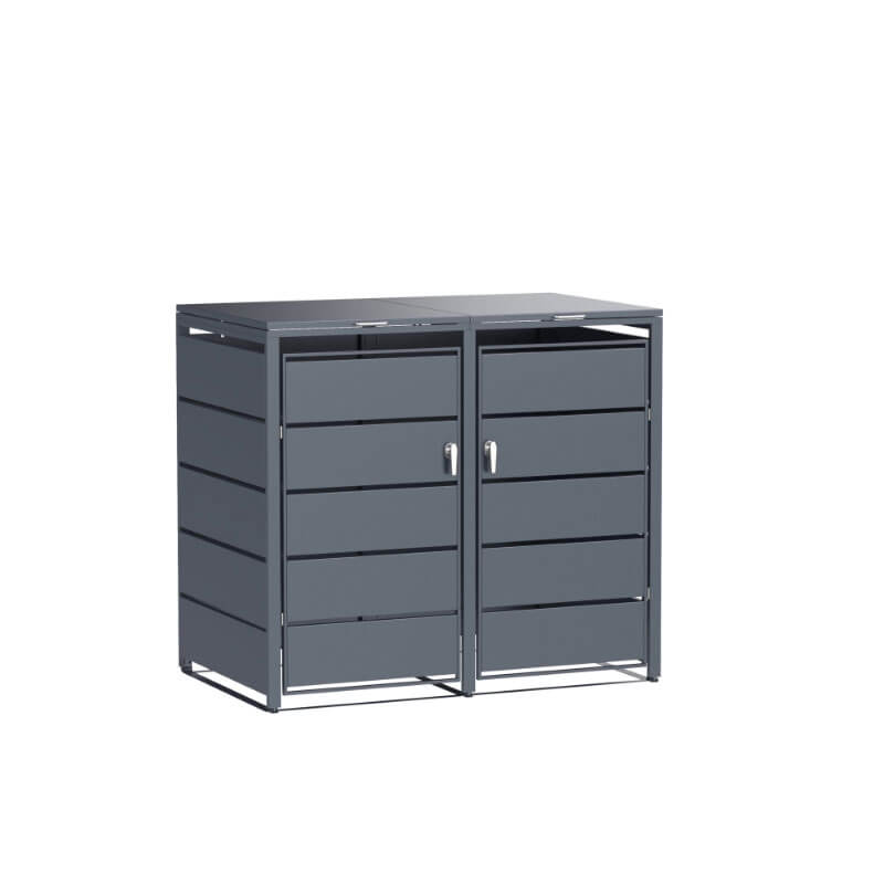 Mülltonnenbox für 2 Tonnen – Metall anthrazit – 132 cm