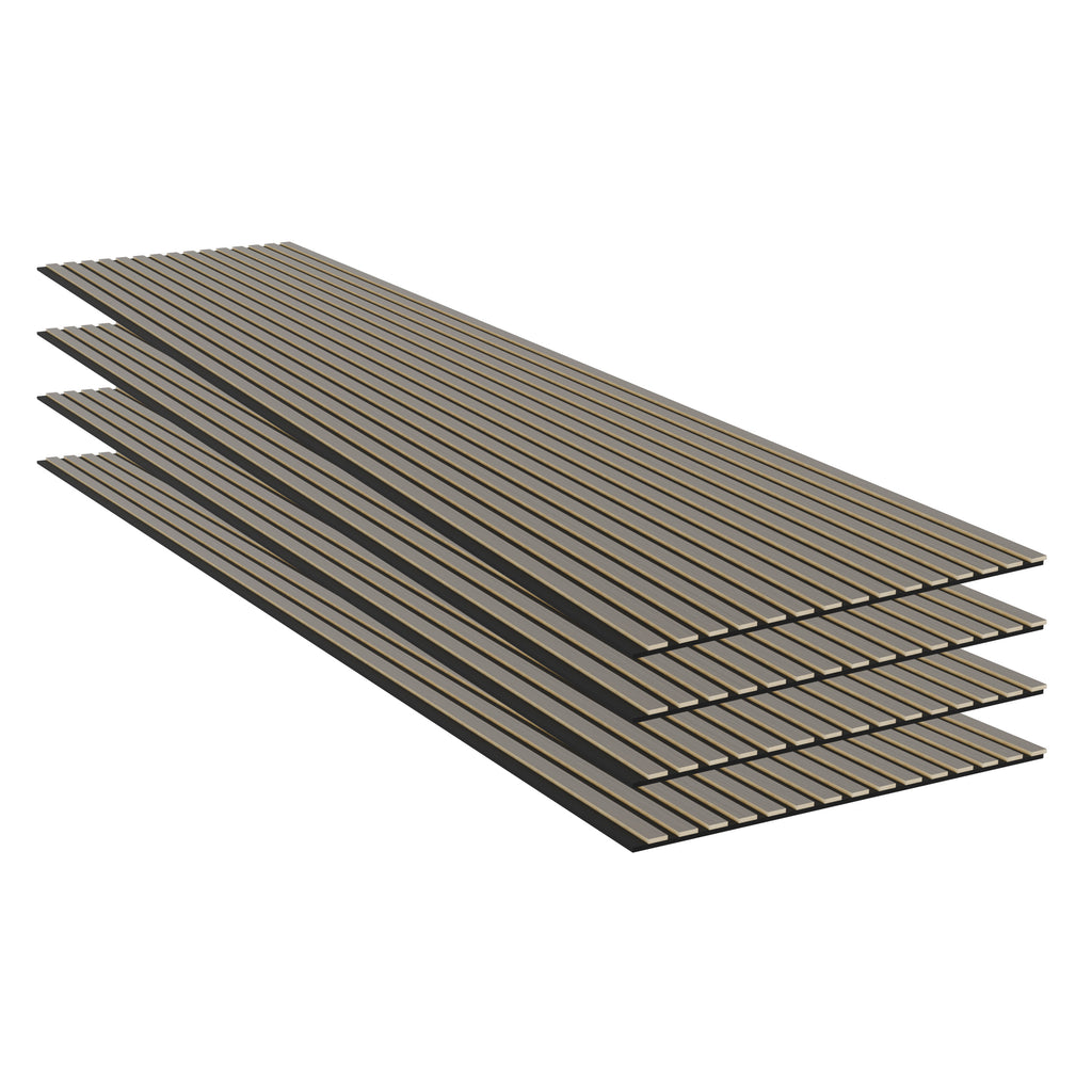 Panneau acoustique - Finition noyer - 240 x 60 cm - Feutrine noire - Épaisseur 11 mm - Lot de 4