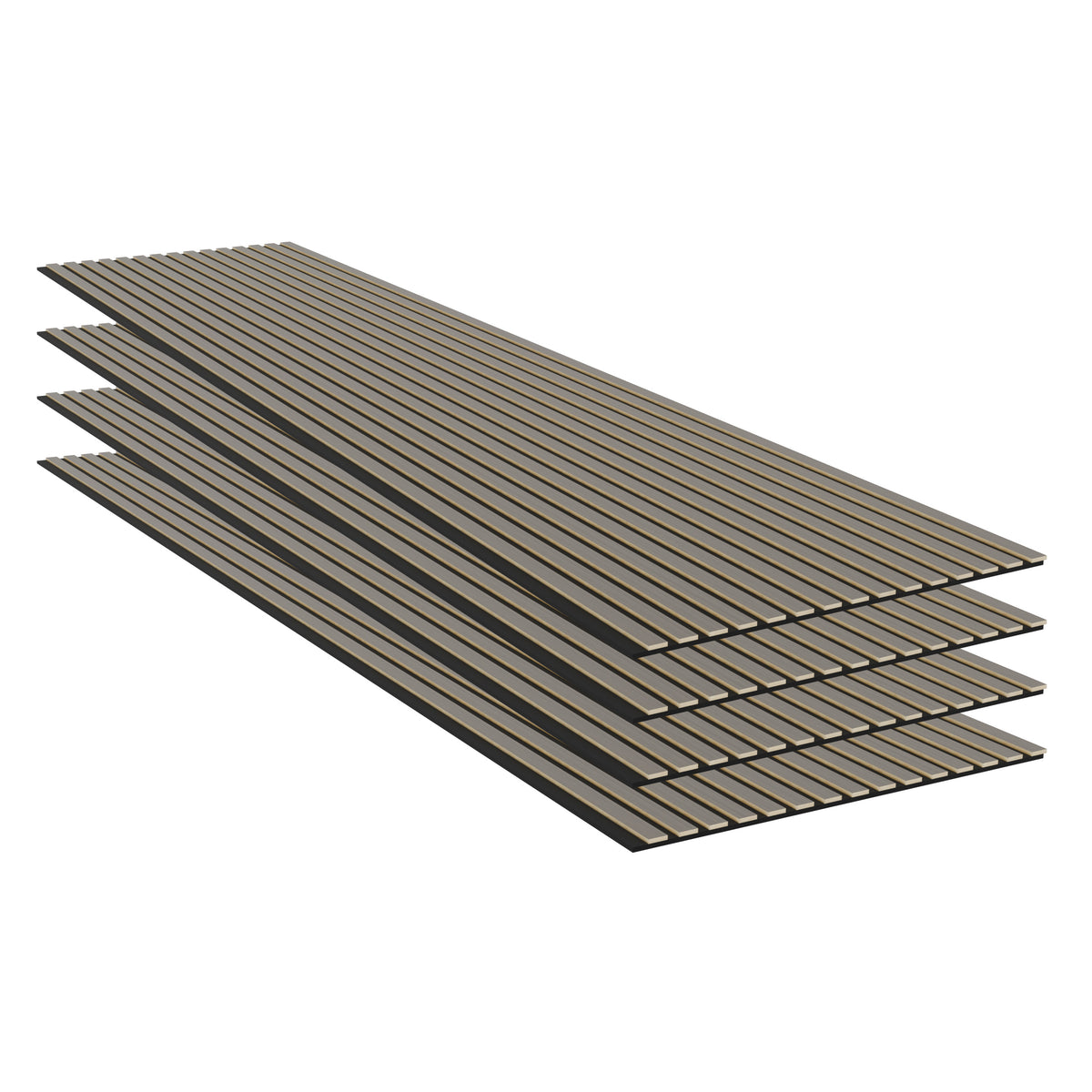 Panneau acoustique - Finition noyer - 240 x 60 cm - Feutrine noire - Épaisseur 11 mm - Lot de 4