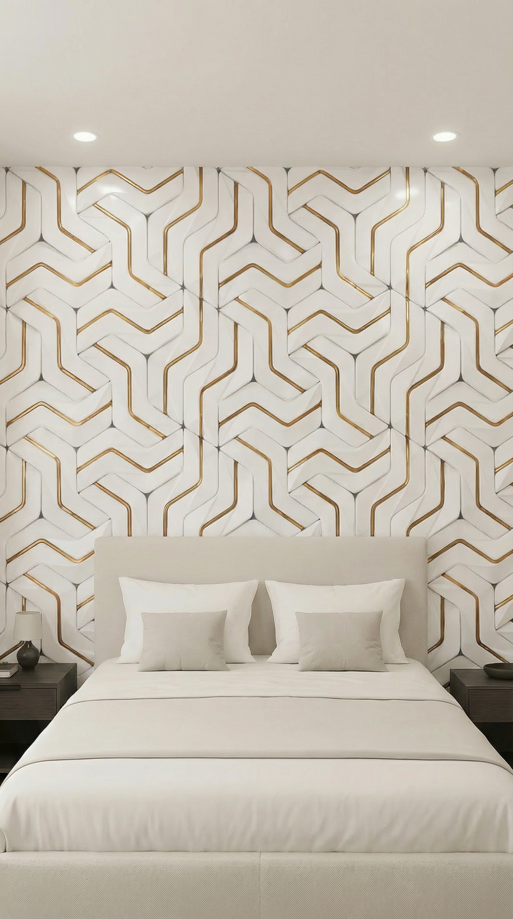 Crédence adhésive blanc or hexagone effet marbre 250 x 120 cm - 3 m²