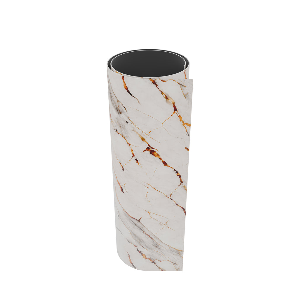 Crédence adhésive blanc or chaud effet marbre 250 x 120 cm - 3 m²
