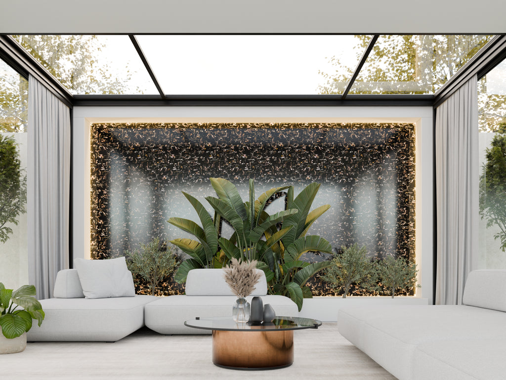 Panneau PVC effet marbre noir et orange 250 x 120 cm - étanche