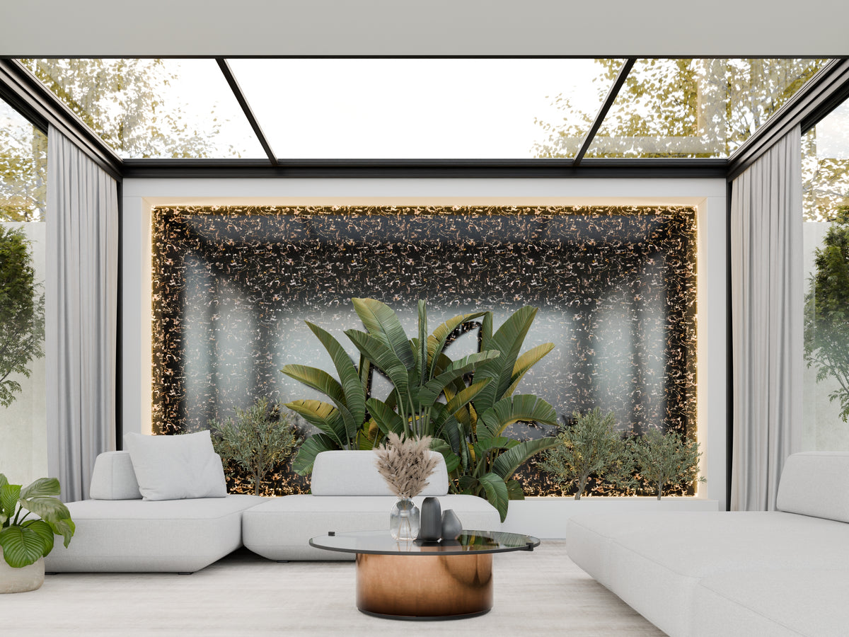 Panneau PVC effet marbre noir et orange 250 x 120 cm - étanche
