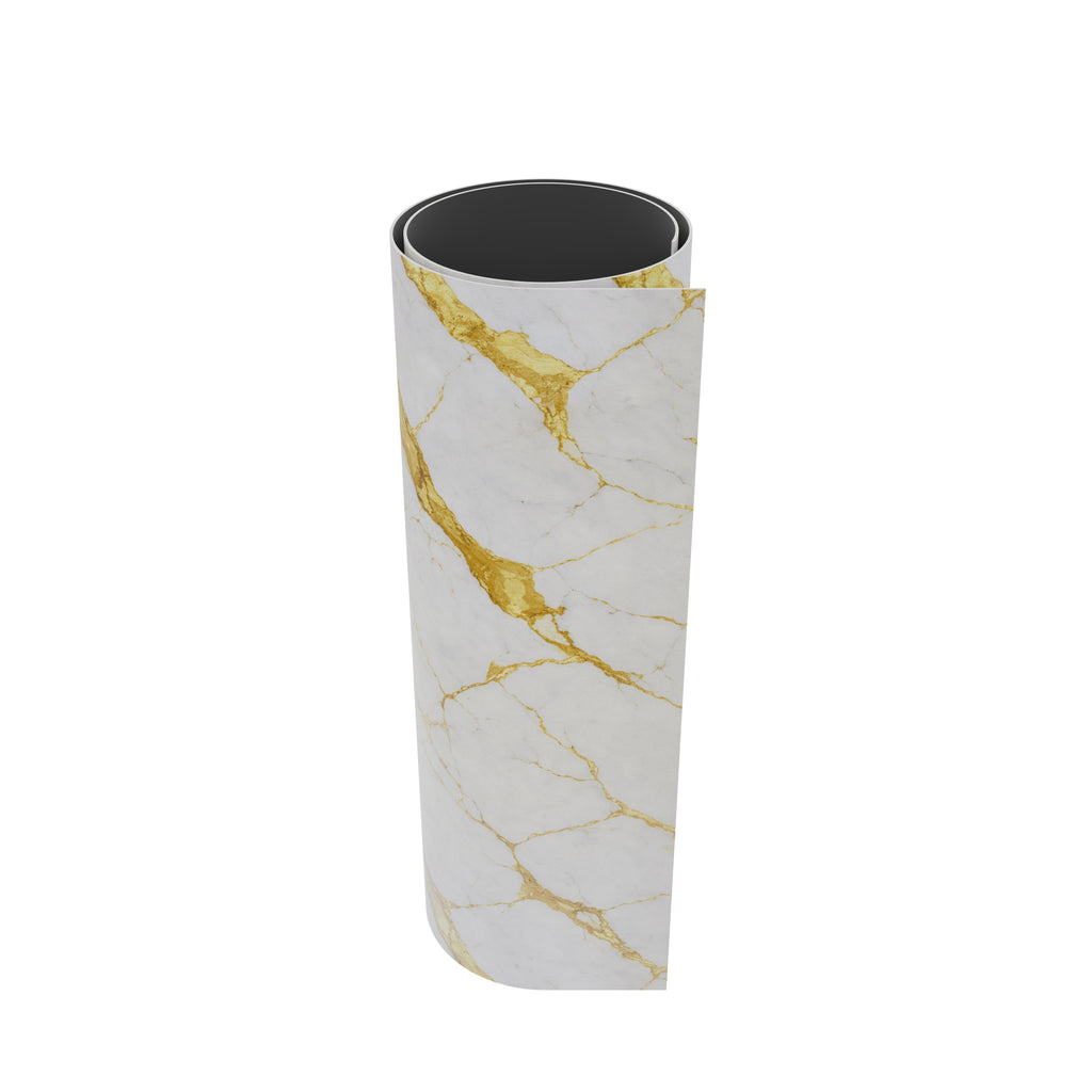 Crédence adhésive blanc or effet marbre 250 x 120 cm - 3 m²