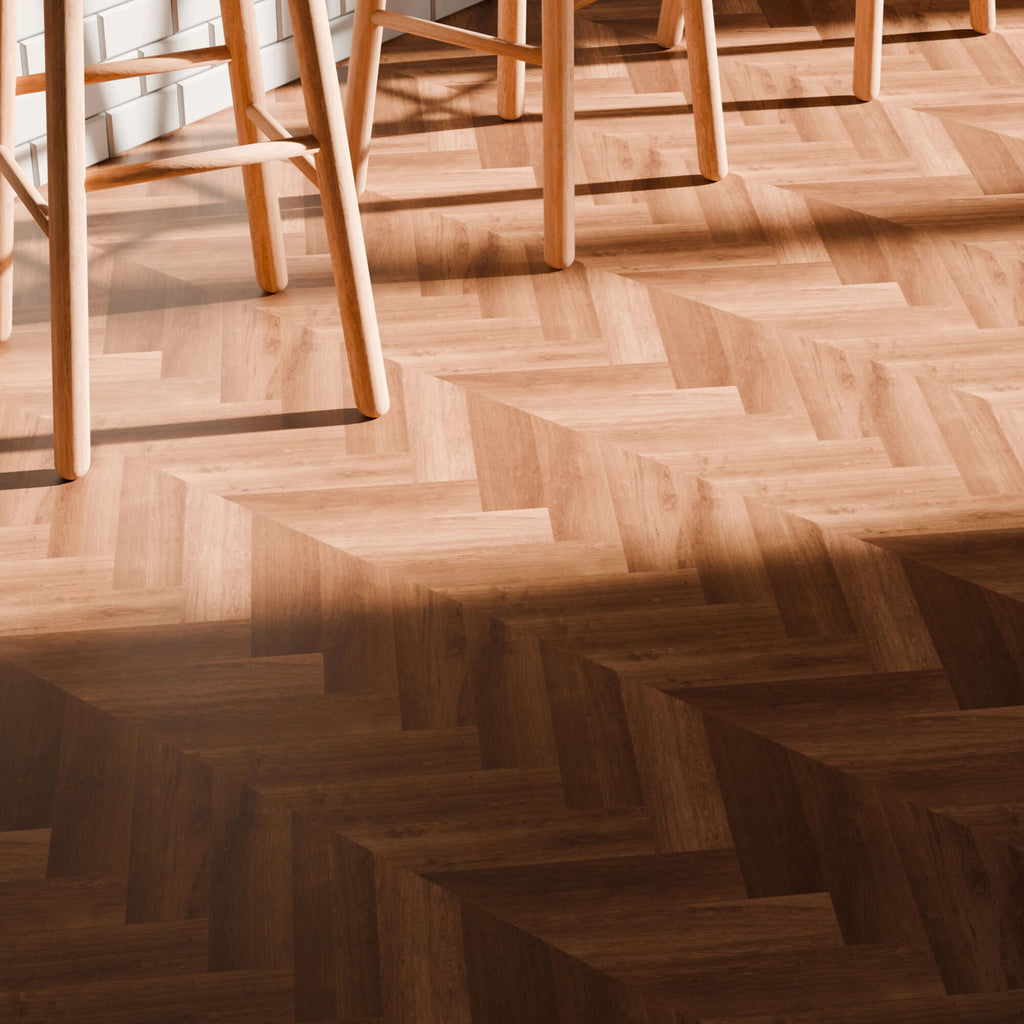 Parquet chevron PVC clipsable bois foncé - 122 x 45 cm - 4 mm
