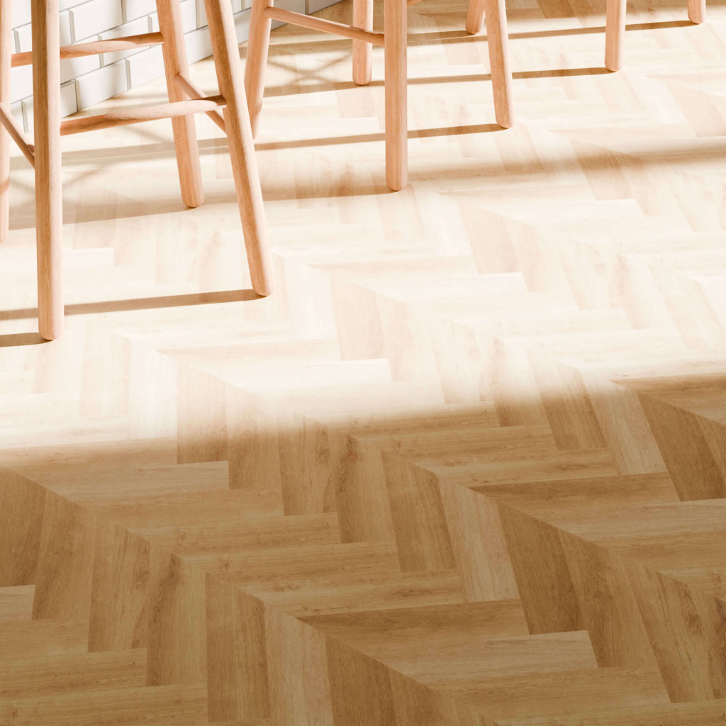 Parquet chevron PVC clipsable bois clair - 122 x 45 cm - 4 mm