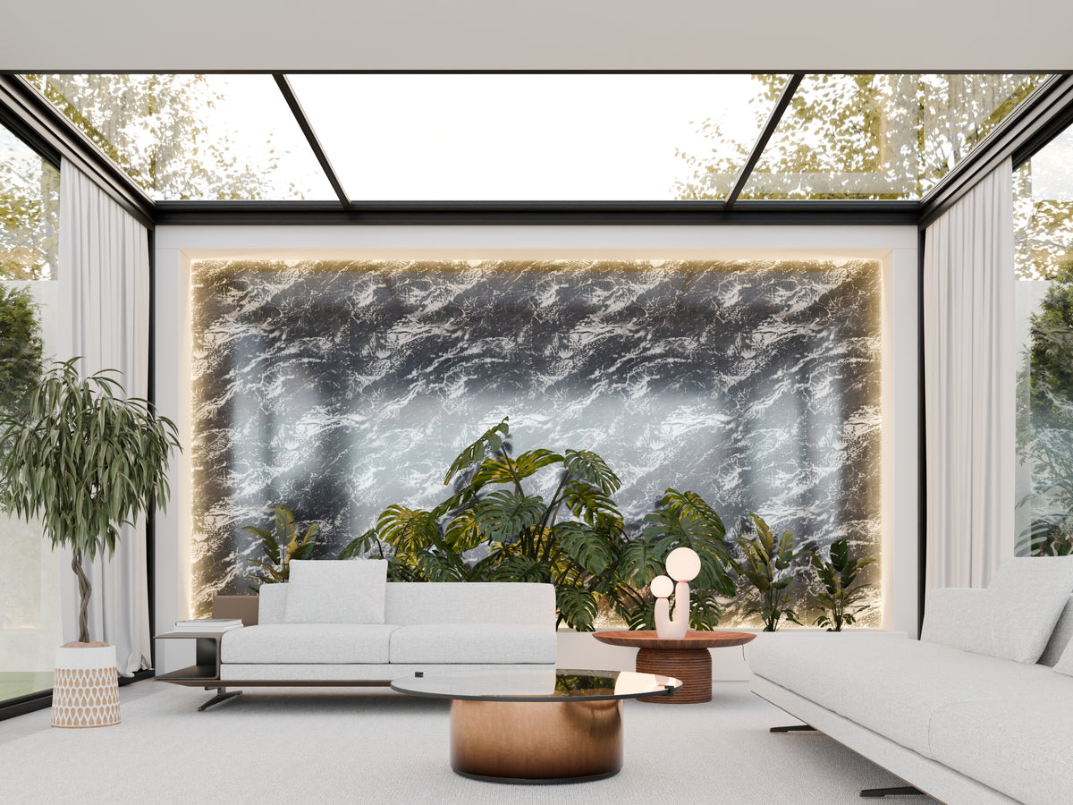 Panneau PVC effet marbre noir 250 x 120 cm - étanche