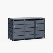 Mülltonnenbox für 3 Tonnen – Metall Anthrazit – 196 cm