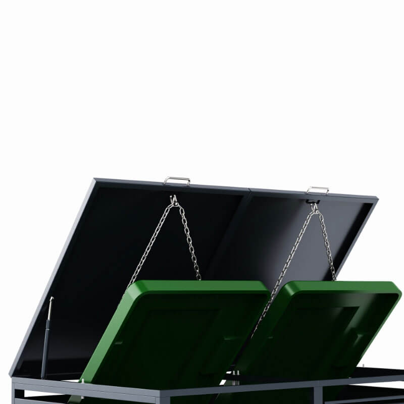 Mülltonnenbox für 2 Tonnen – Metall anthrazit – 132 cm