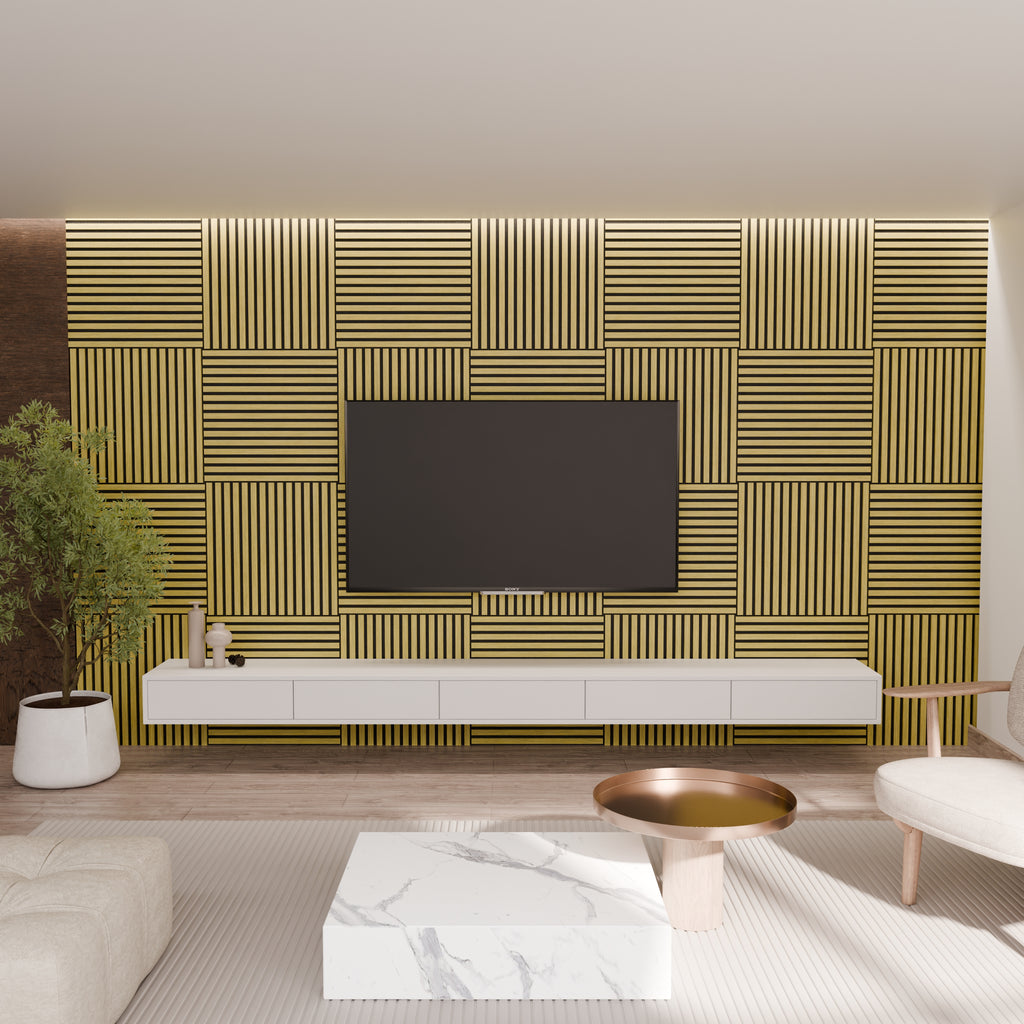 Panneau acoustique mural chêne 60 x 60 cm - dalle modulaire - lot de 4