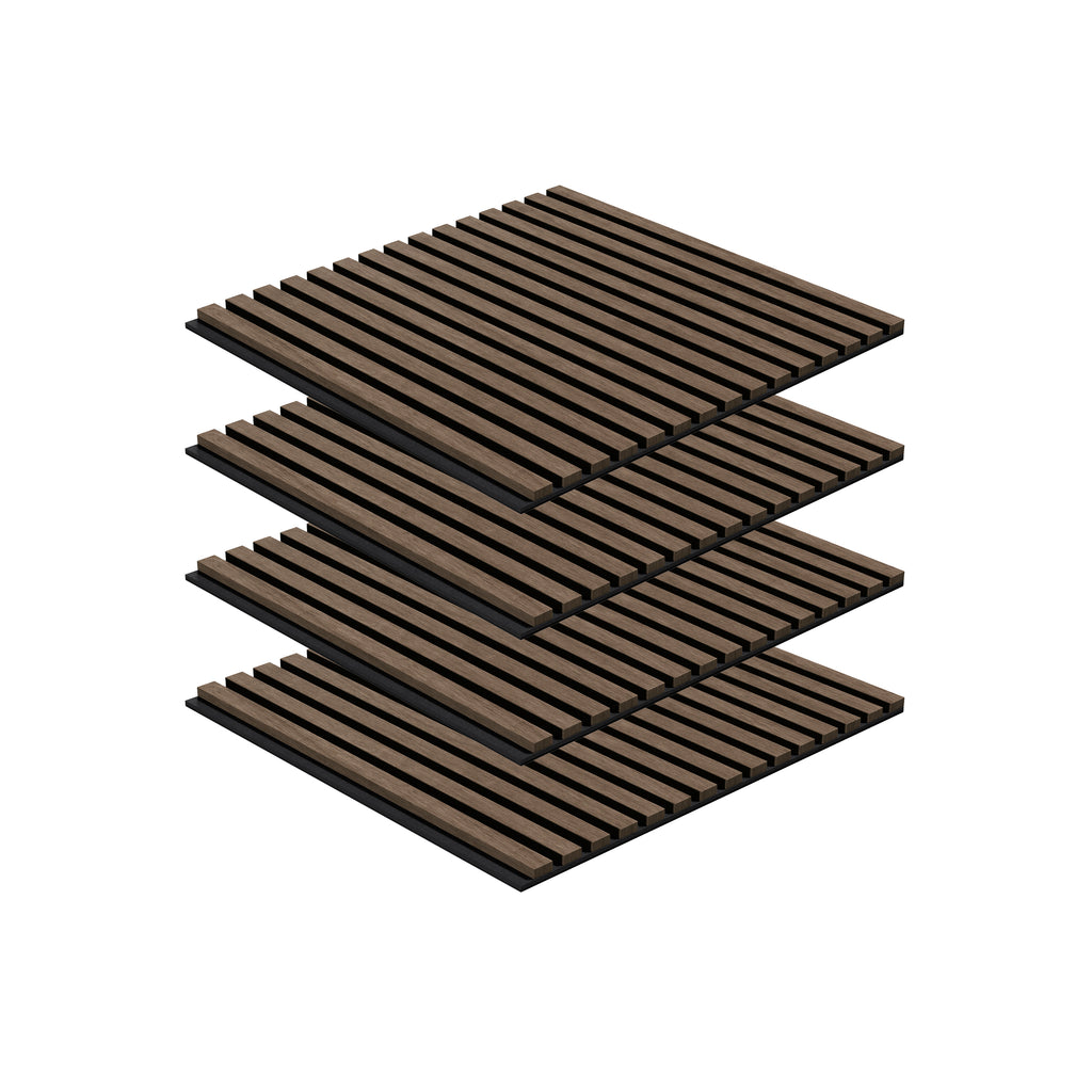 Panneau acoustique mural noyer 60 x 60 cm - dalle modulaire - lot de 4