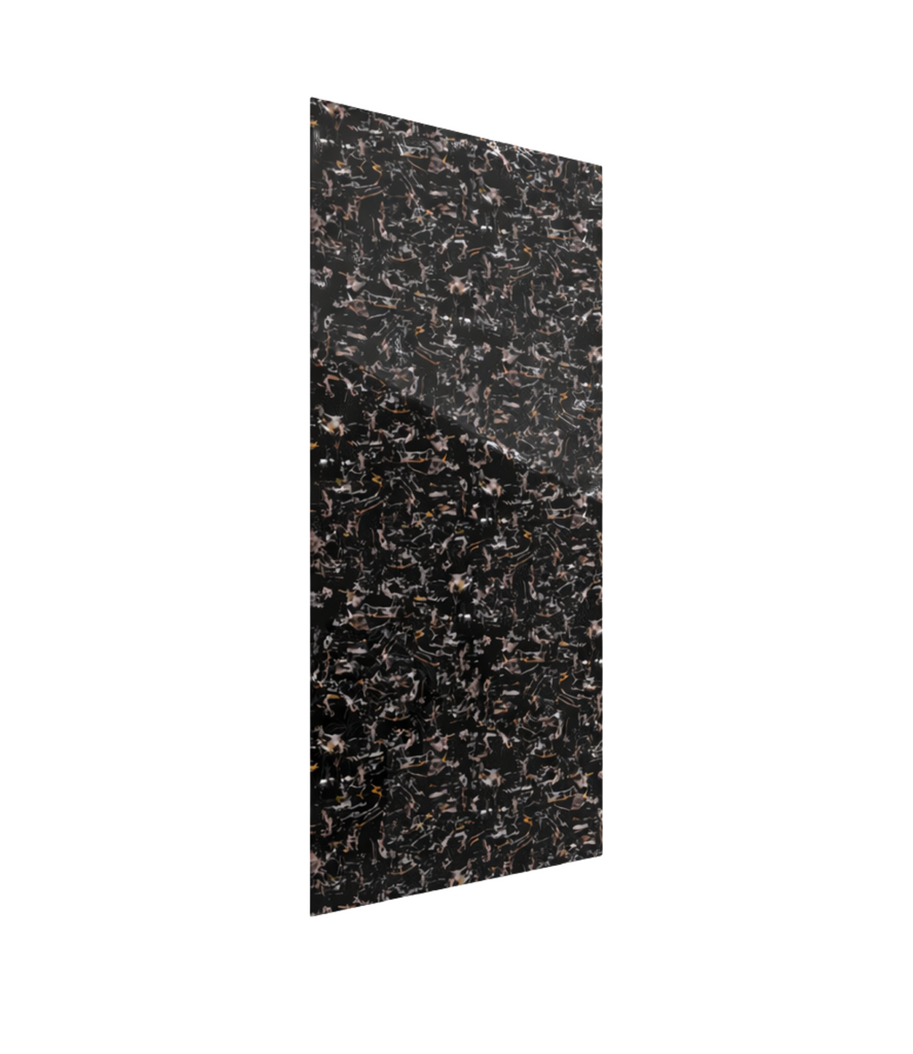 Panneau PVC effet marbre noir et orange 250 x 120 cm - étanche