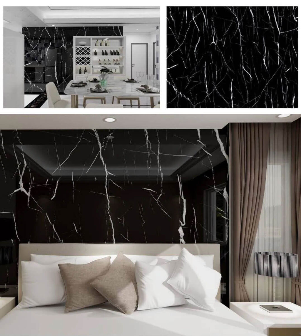 Crédence adhésive effet marbre noir 250 x 120 cm - 3 m²