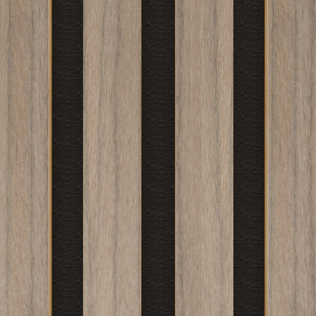 Panneau acoustique - Finition noyer - 240 x 60 cm - Feutrine noire - Épaisseur 11 mm - Lot de 4