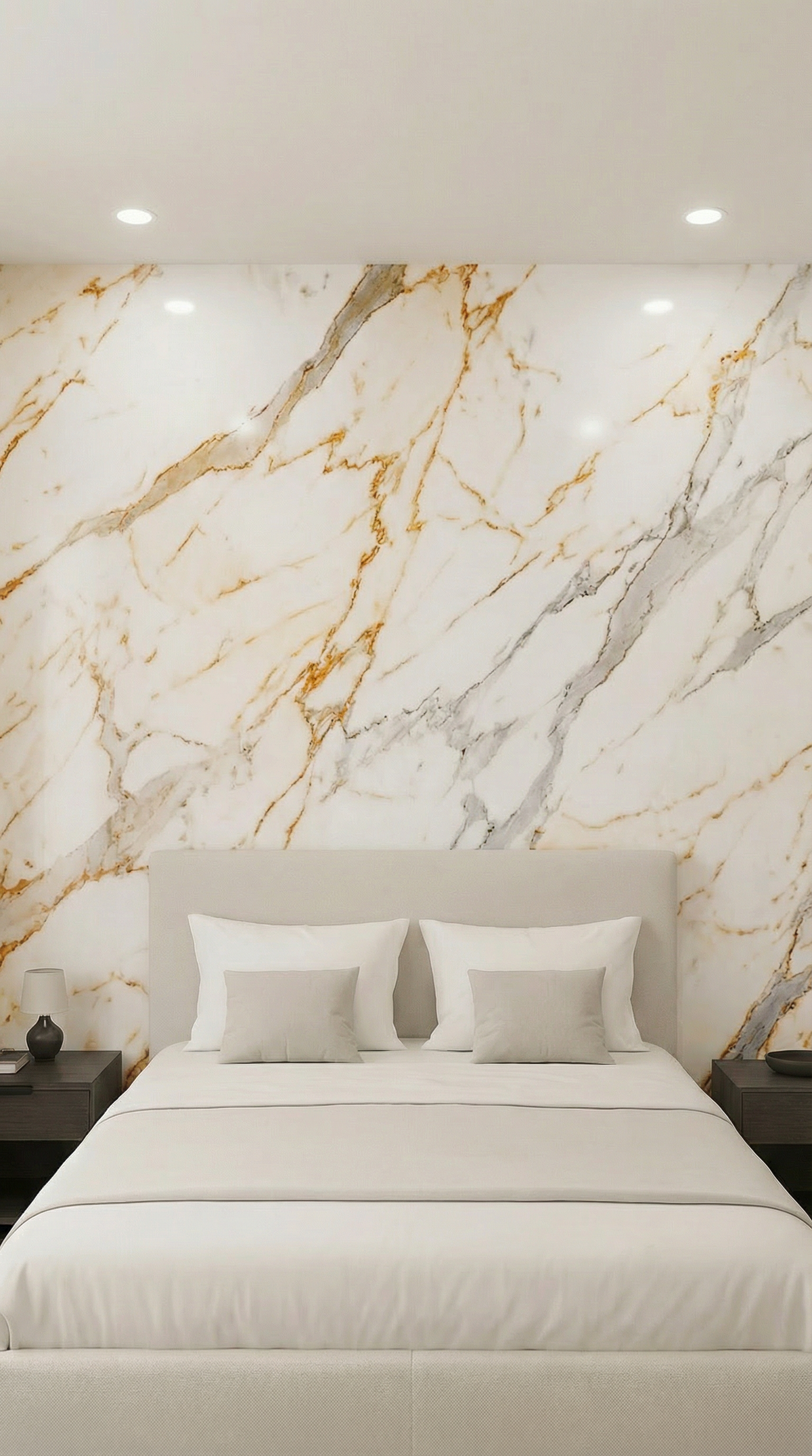 Crédence adhésive blanc or chaud effet marbre 250 x 120 cm - 3 m²