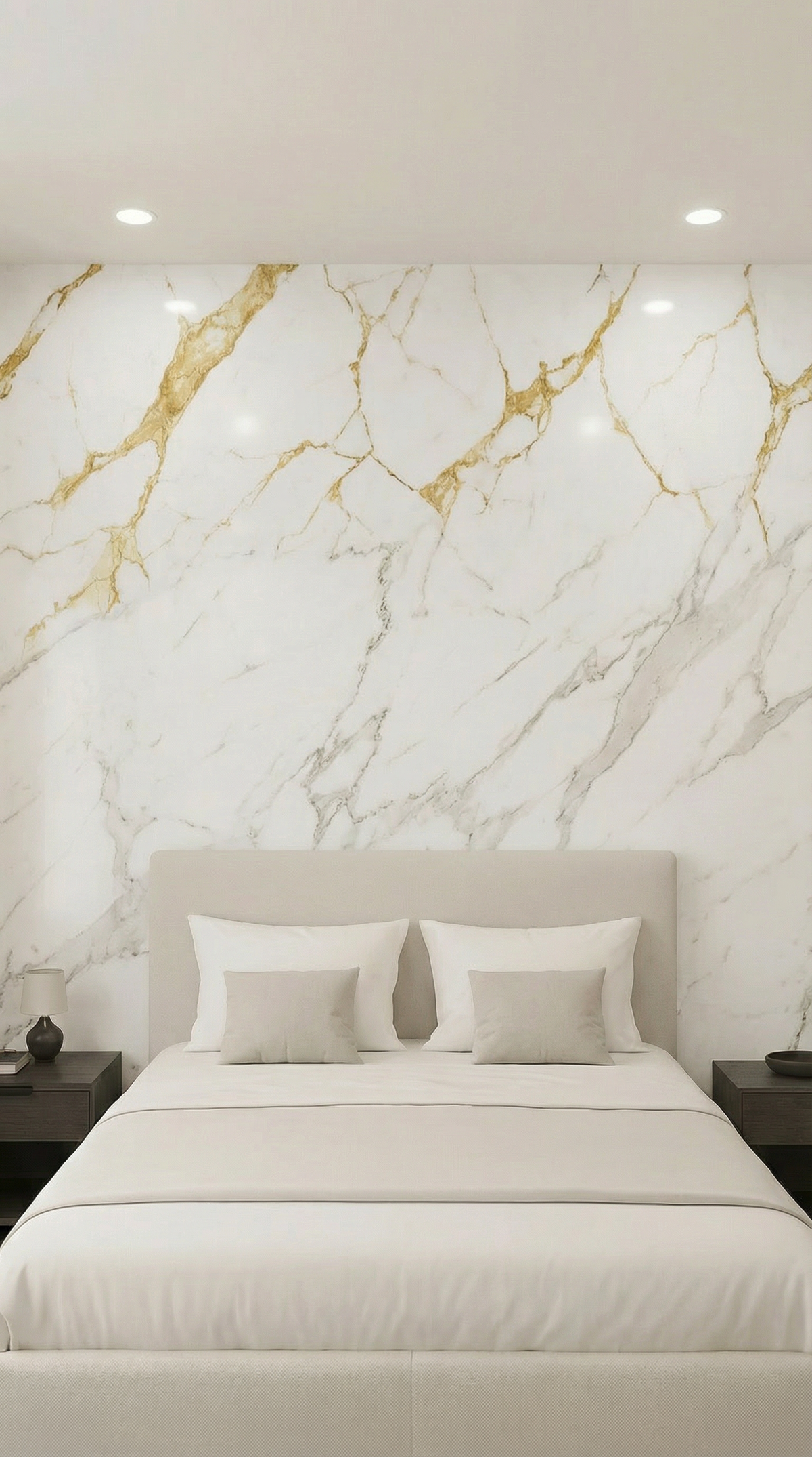 Crédence adhésive blanc or effet marbre 250 x 120 cm - 3 m²