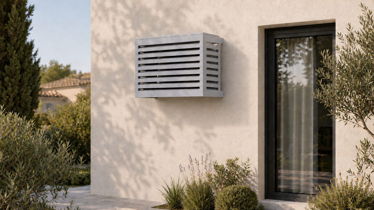 Cache clim et pompe à chaleur en aluminium blanc RAL 9016