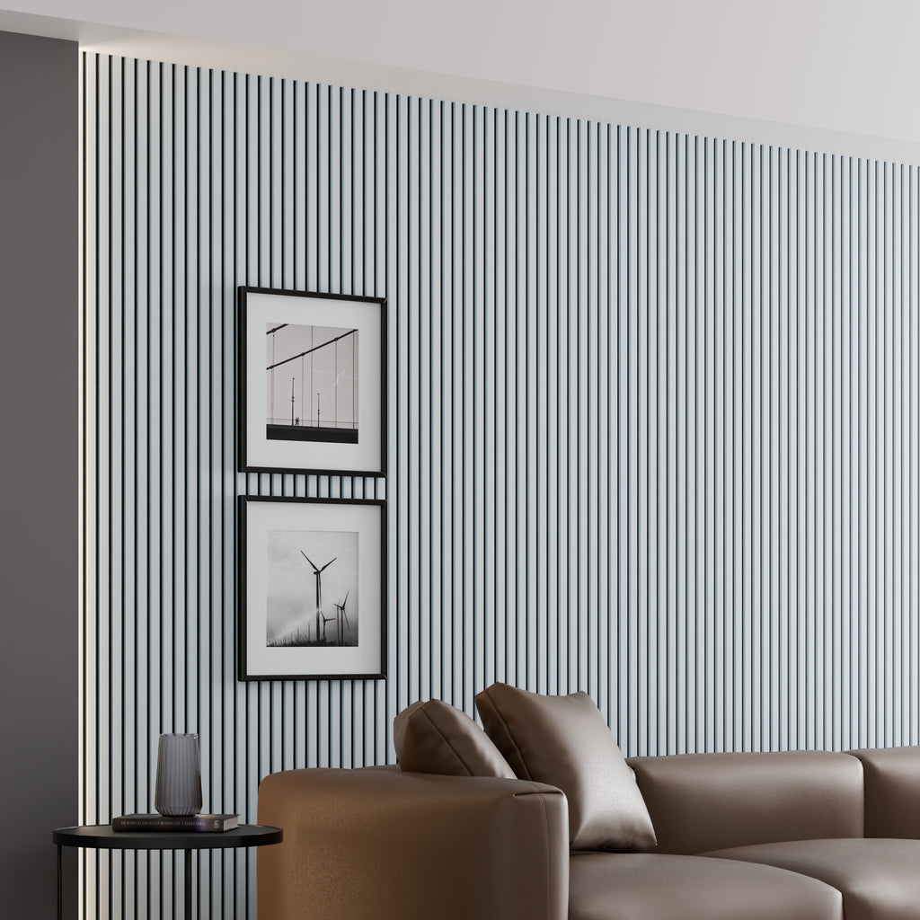 Panneau acoustique mural gris aspect cuir 240 x 60 cm - 11 mm - lot de 4