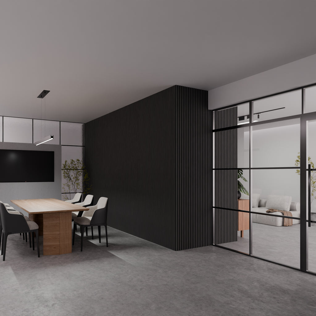 Panneau acoustique mural noir mat 240 x 60 cm - 11 mm - lot de 4