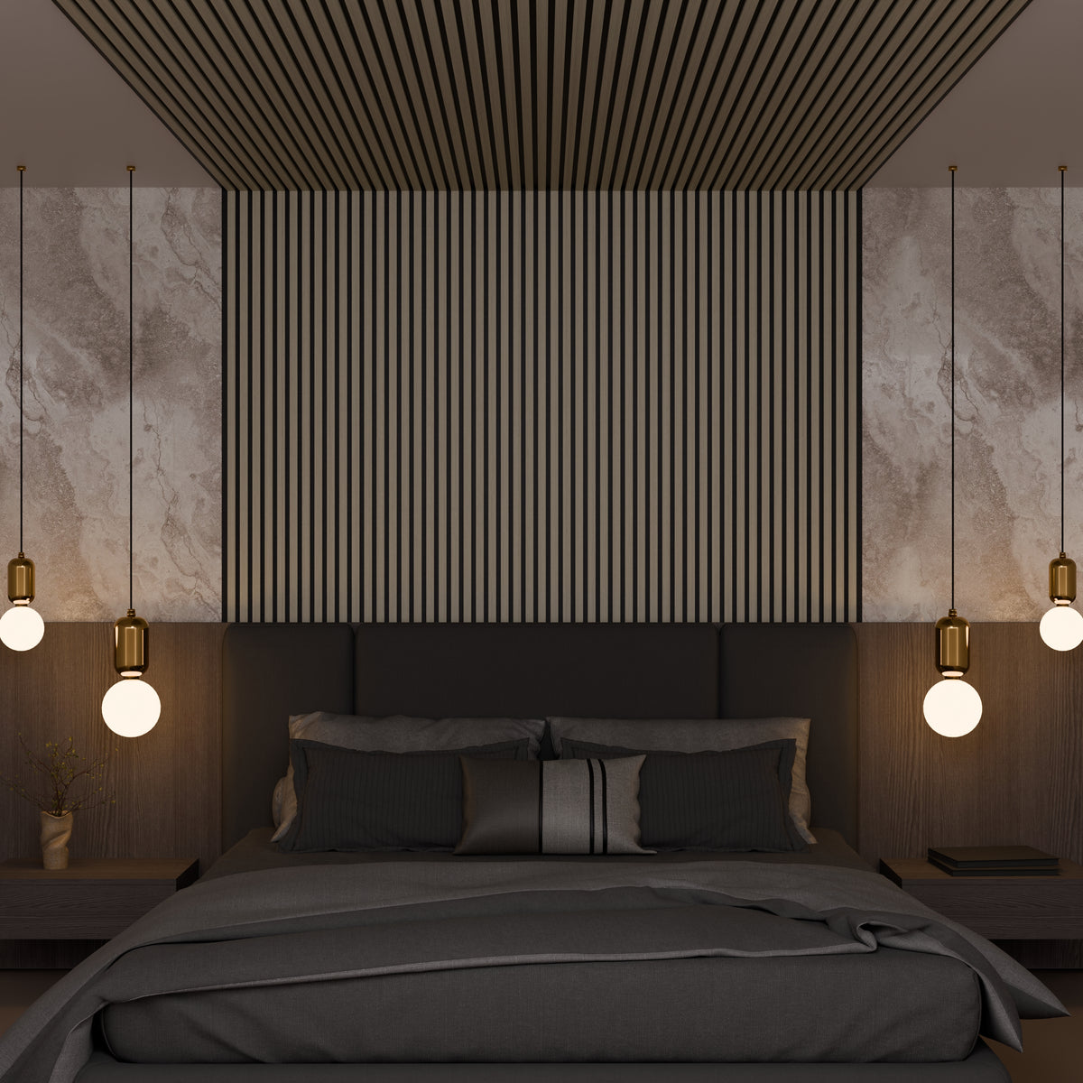 Panneau acoustique mural noyer 240 x 60 cm - 21 mm - lot de 2