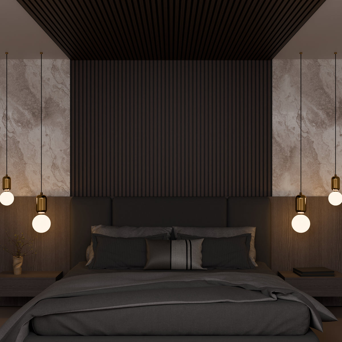 Panneau acoustique mural noyer foncé 240 x 60 cm - 11 mm - lot de 4