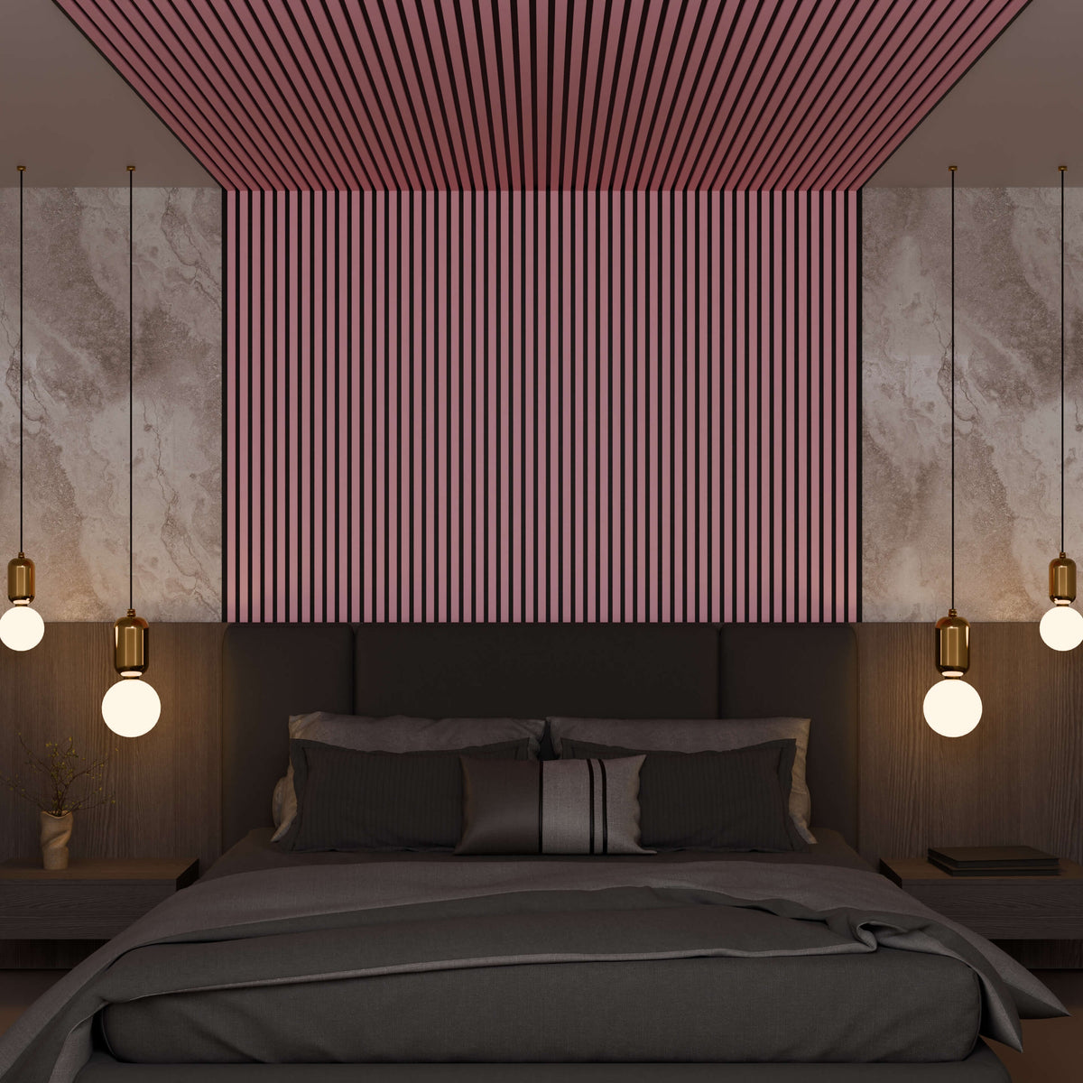 Panneau acoustique mural rose 240 x 60 cm - 21 mm - lot de 2