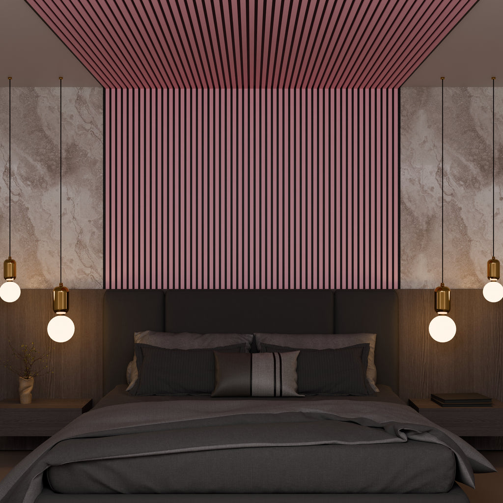 Panneau acoustique mural rose 240 x 60 cm - 11 mm - lot de 4