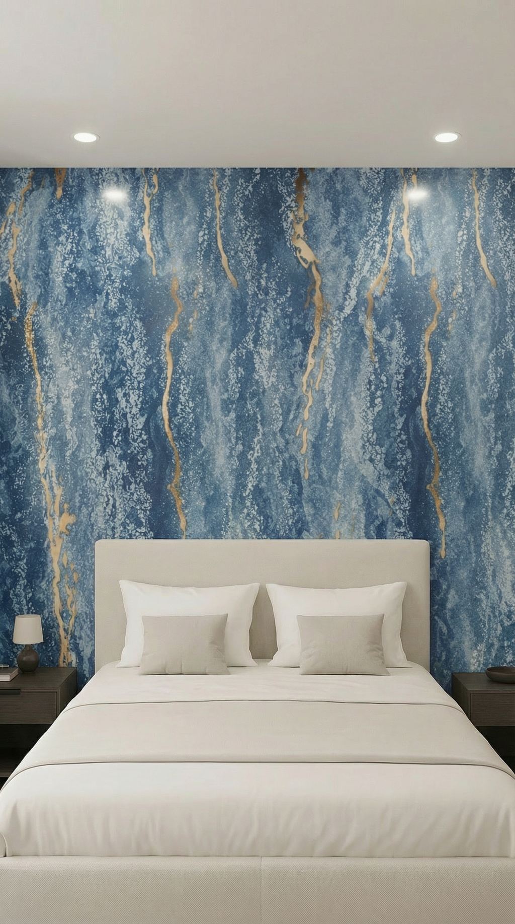Crédence adhésive bleu or effet marbre 250 x 120 cm - 3 m²