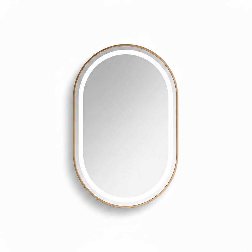 Miroir LED ovale 69x99 cm - Cadre bronze