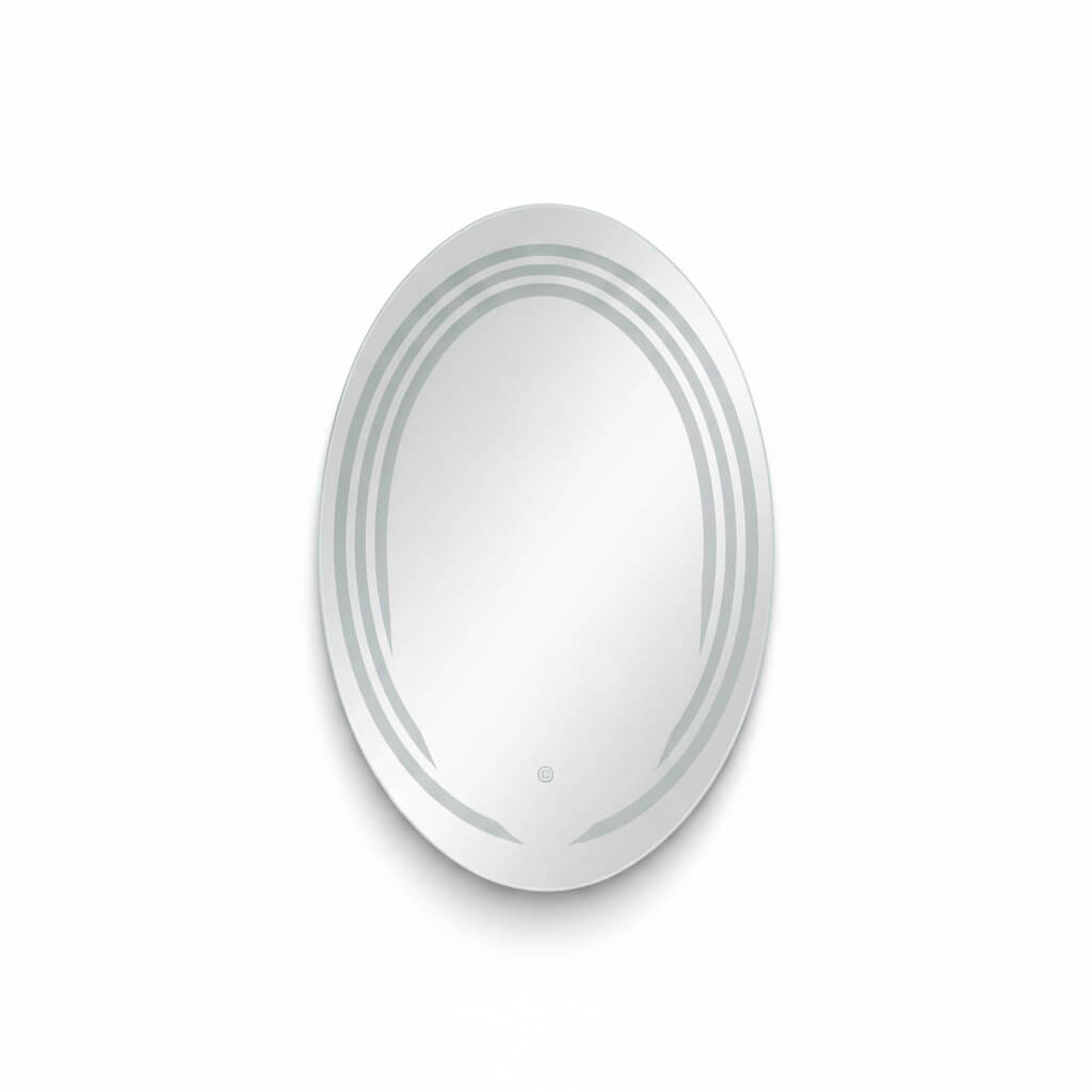 Miroir LED ovale 69x99 cm - Anneaux lumineux - Cadre noir