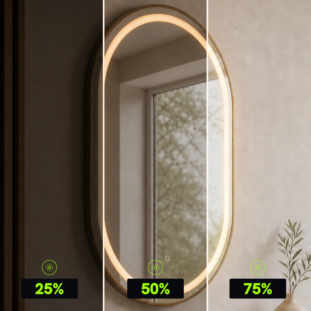 Miroir LED ovale 69x99 cm - Cadre bronze