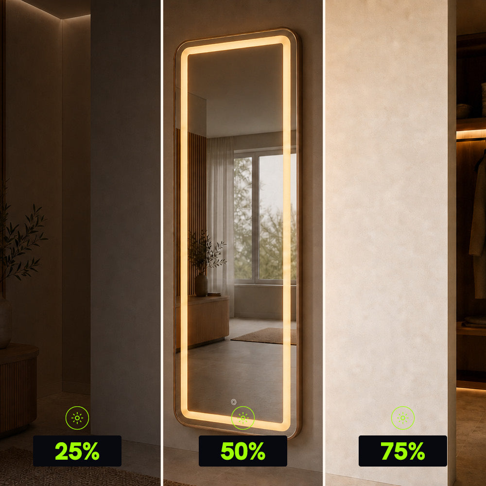 Miroir LED pleine longueur 160x59 cm - Cadre bronze