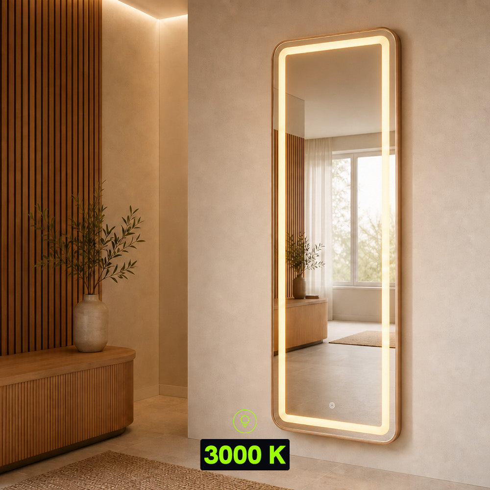 Miroir LED pleine longueur 160x59 cm - Cadre bronze