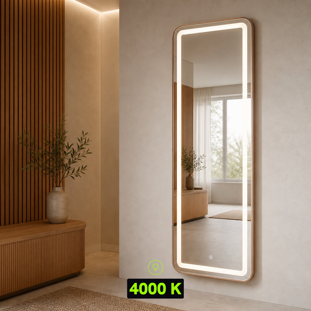 Miroir LED pleine longueur 160x59 cm - Cadre bronze