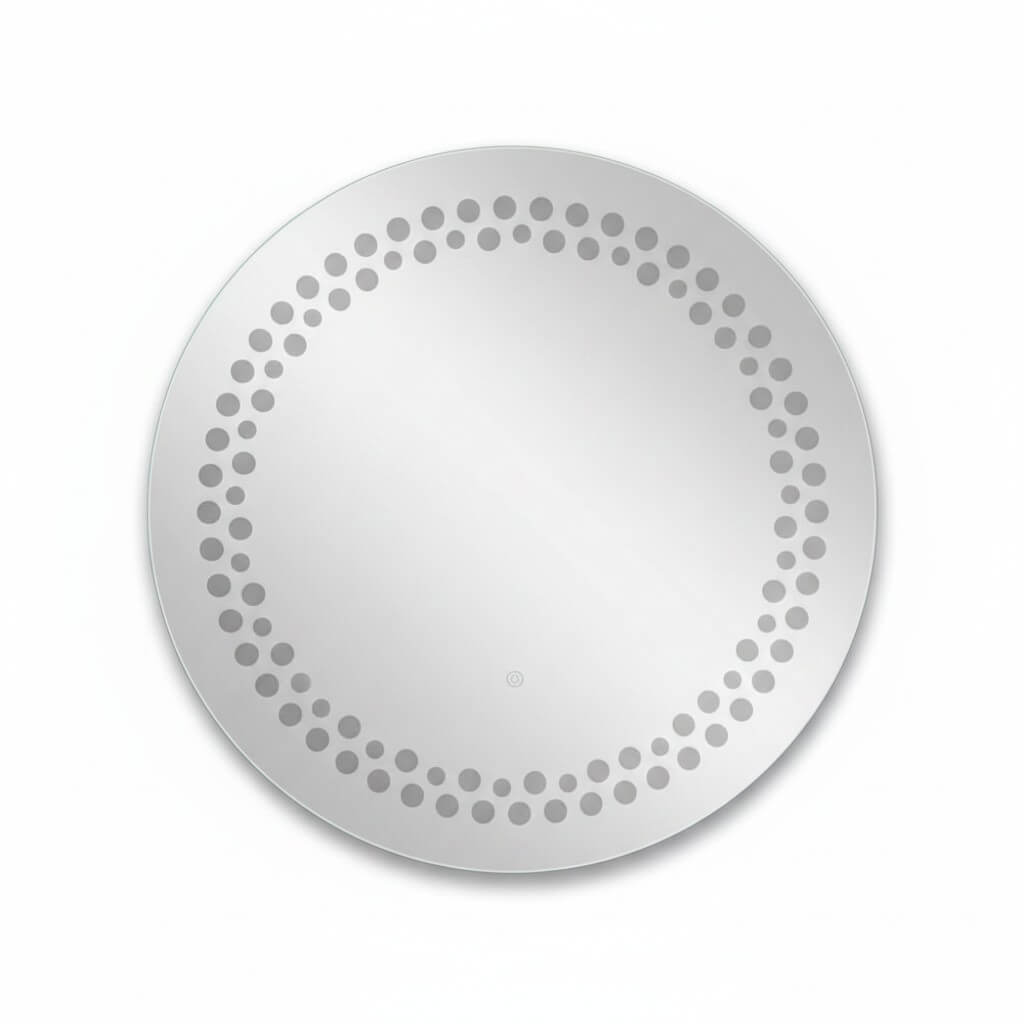 Miroir LED rond 89 cm - Points lumineux - Cadre noir mat