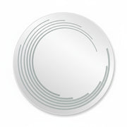 Runder LED-Spiegel 89 cm - Gravierte Wellen - Schwarzer Rahmen