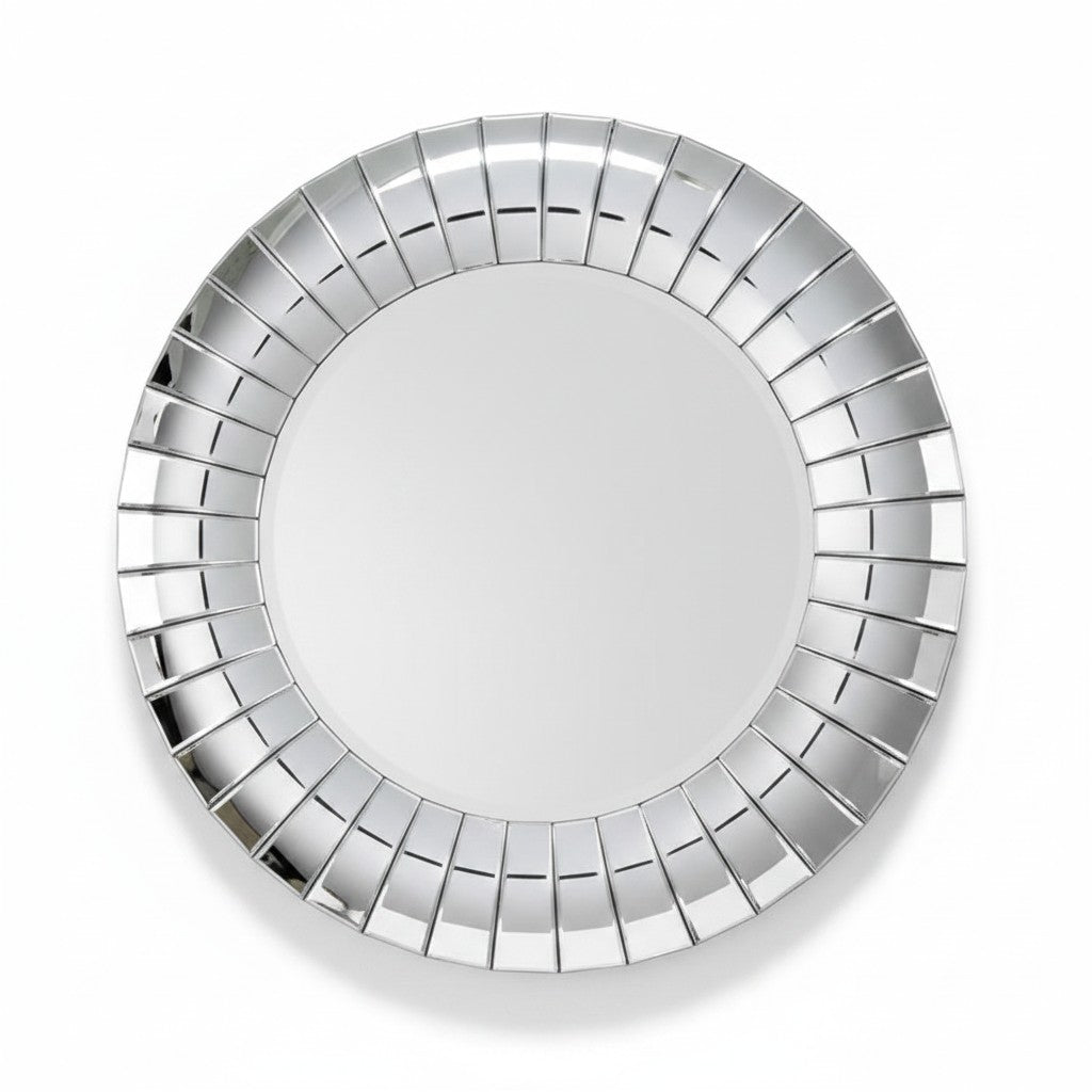 Miroir mural rond 89 cm - Mosaïque argent