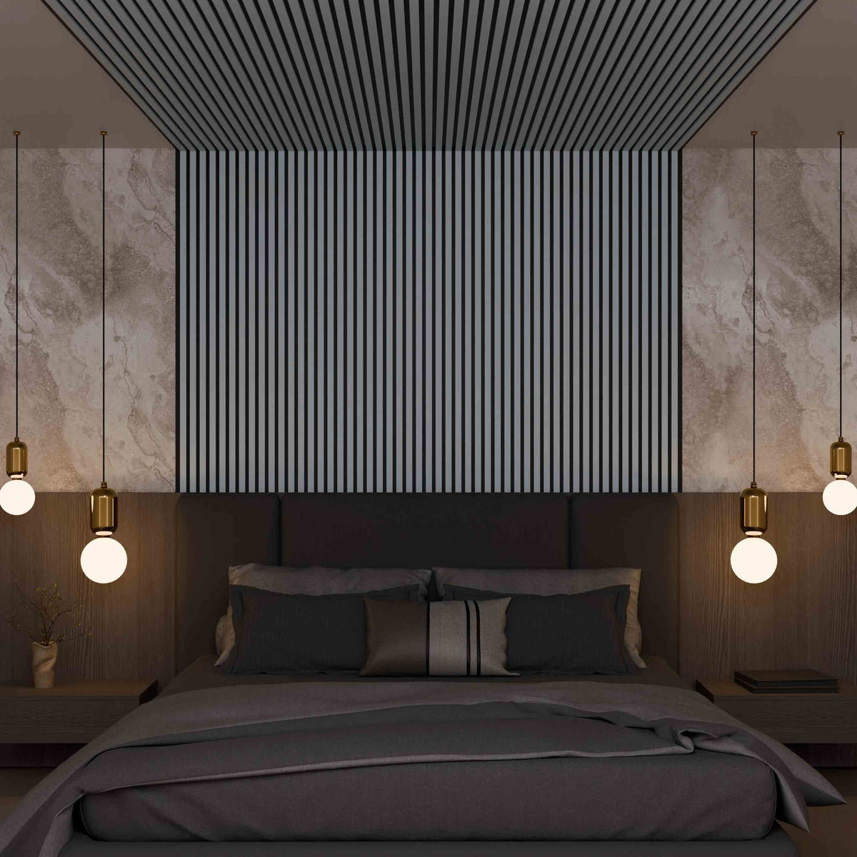 Wand-Akustikpaneel mattschwarz 240 x 60 cm - 21 mm - 2er-Set