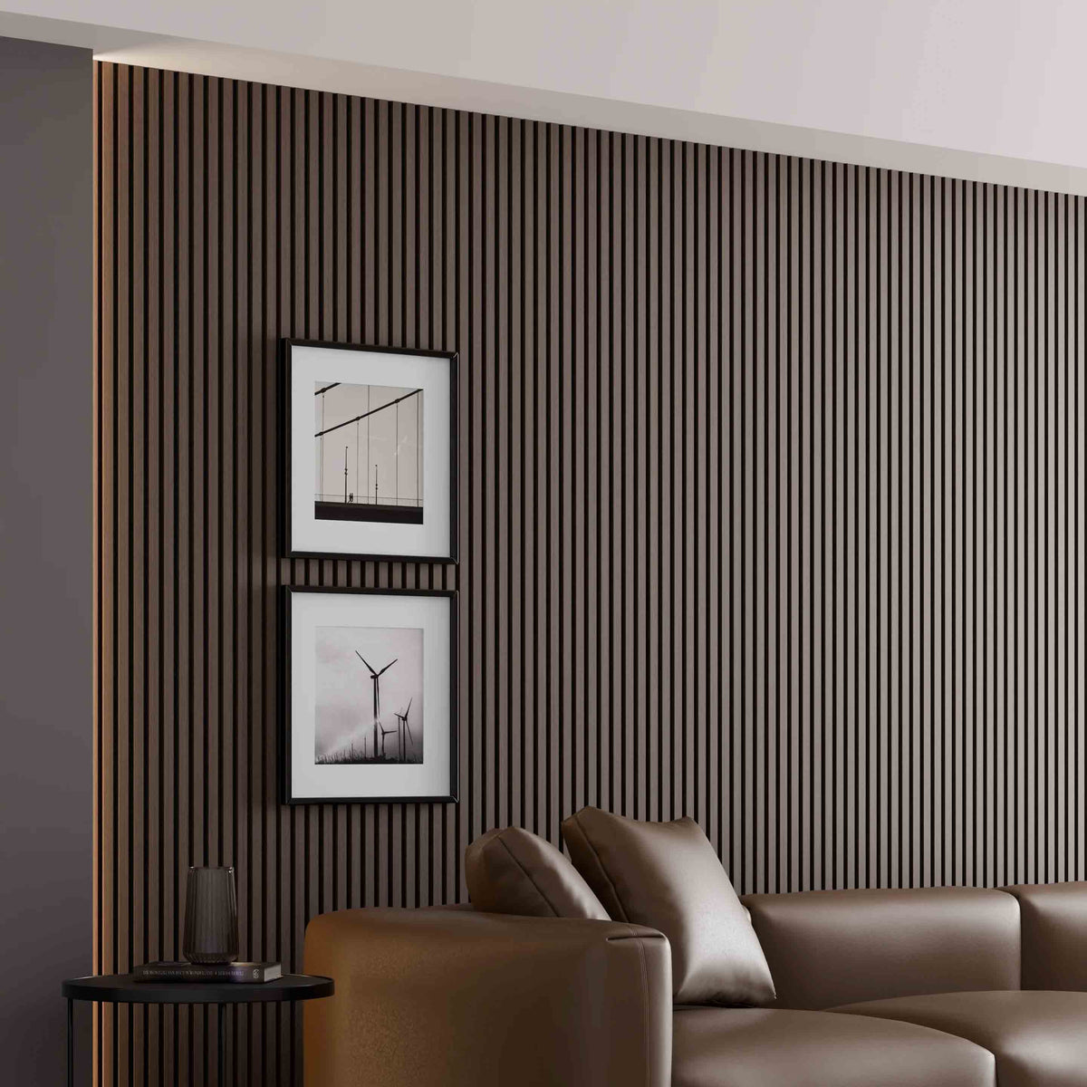 Panneau Acoustique Mural Aspect Cuir Gris 240 x 60 cm - 21 mm - Lot de 2