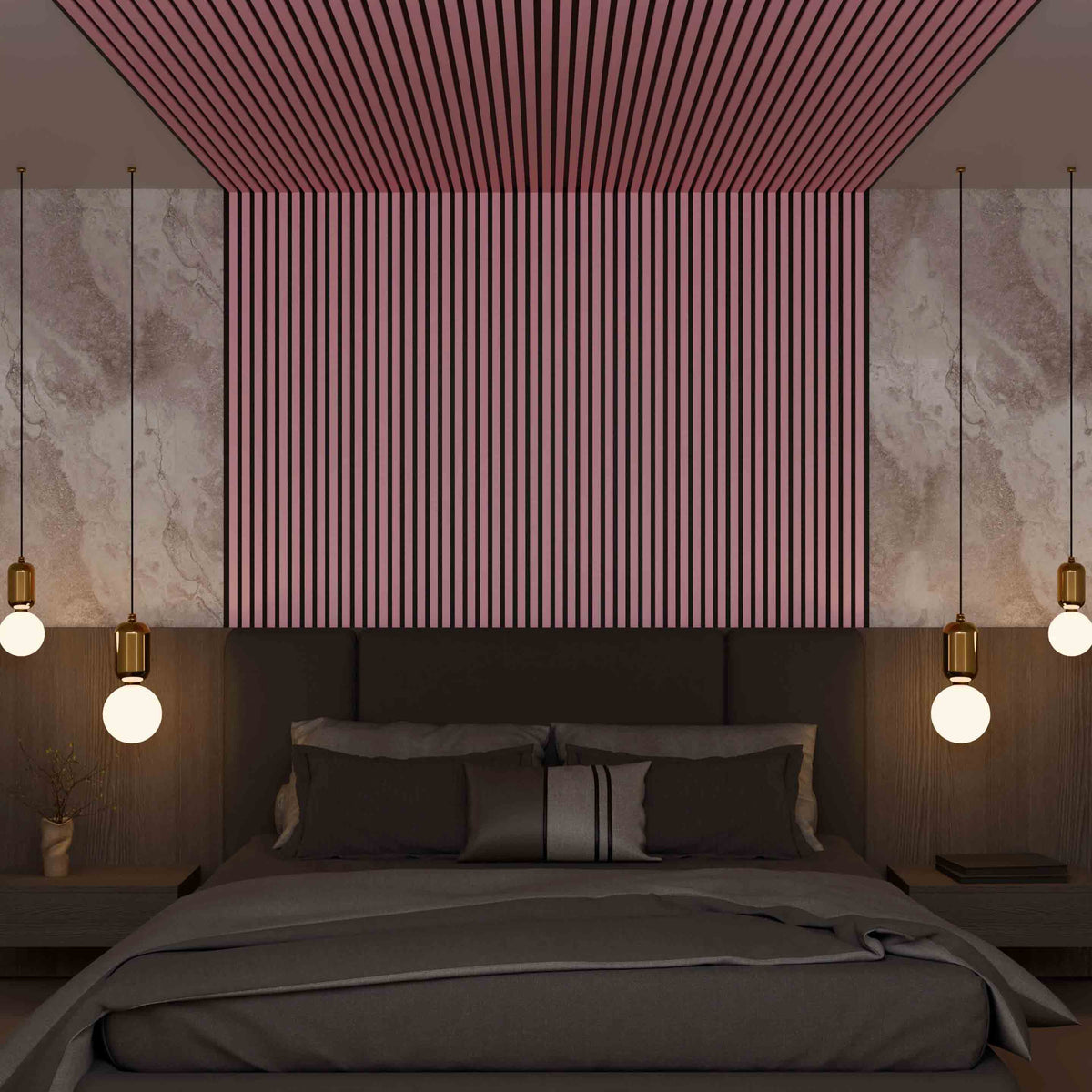 Akoestisch wandpaneel grijs met lederlook 240 x 60 cm - 11 mm - set van 4