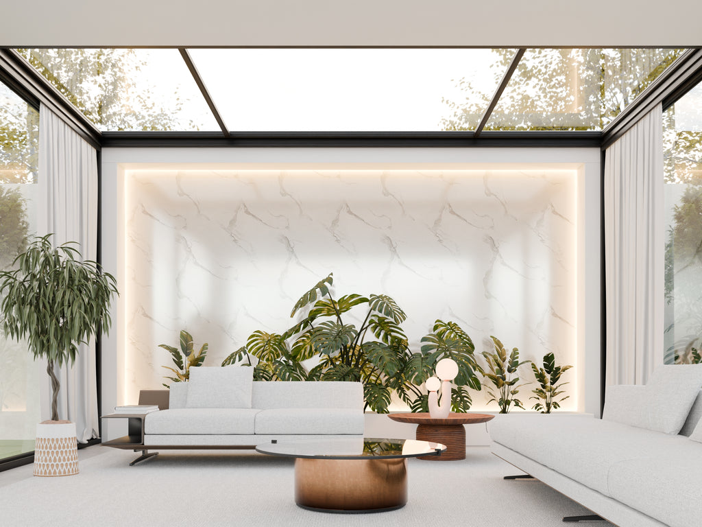 Panneau PVC effet marbre blanc 250 x 120 cm - étanche