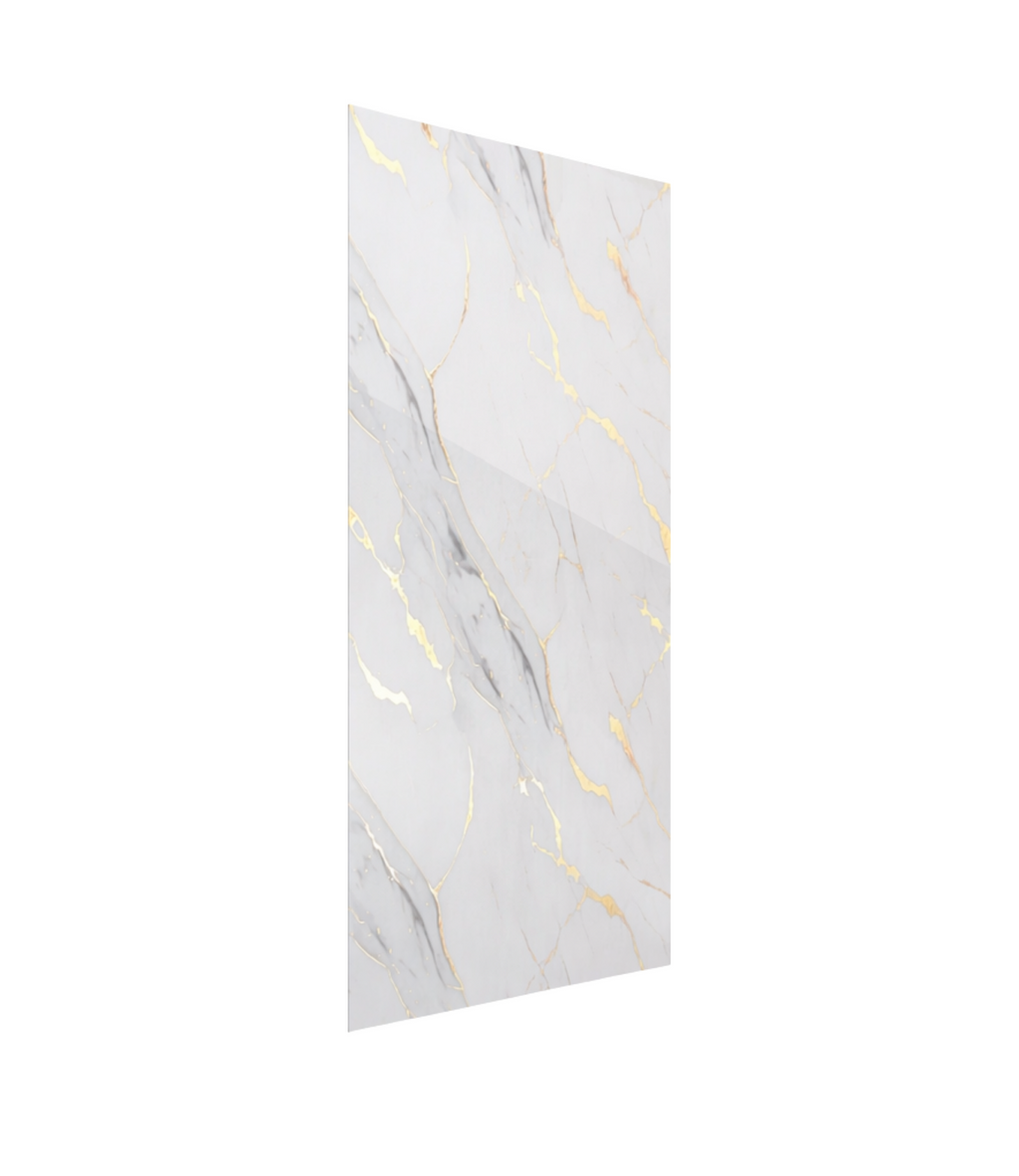 Panneau PVC effet marbre blanc et gris 250 x 120 cm - étanche