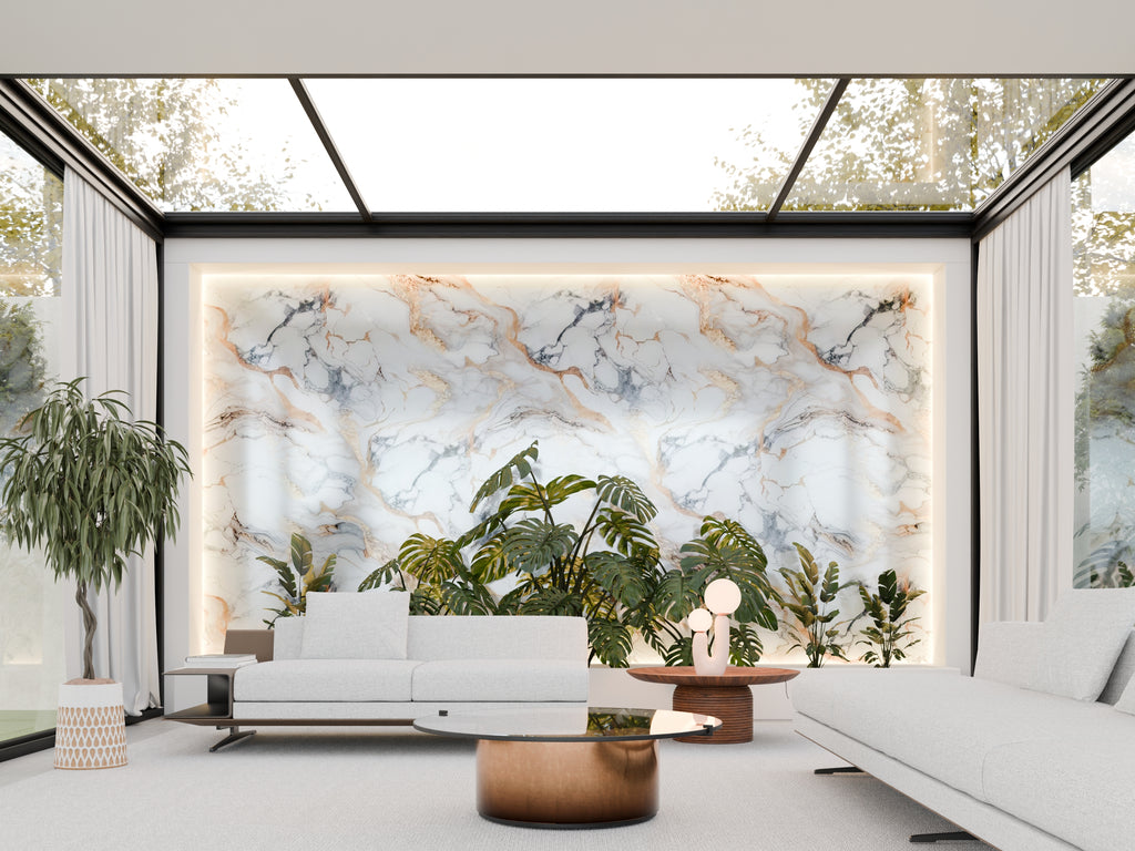 Panneau PVC effet marbre doré 250 x 120 cm - étanche
