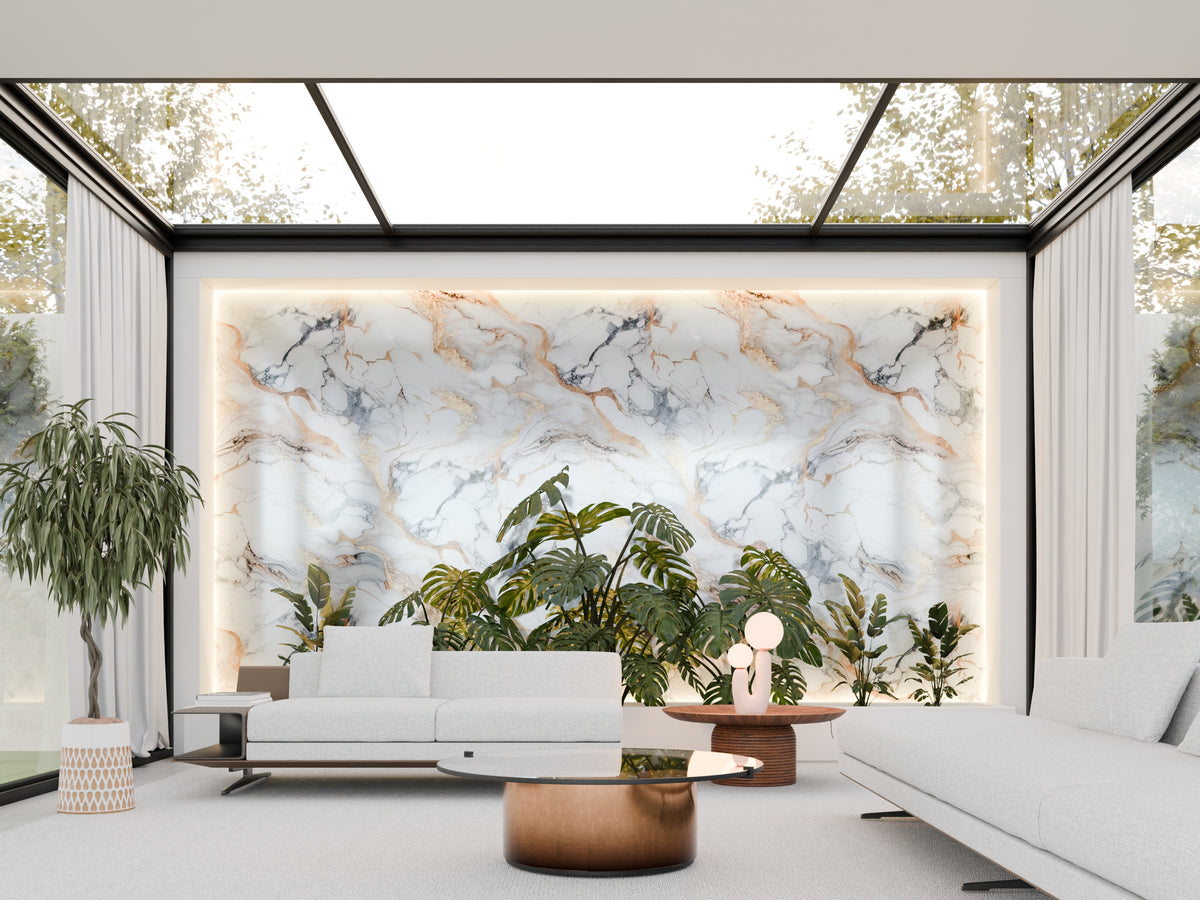 Panneau PVC effet marbre doré 250 x 120 cm - étanche