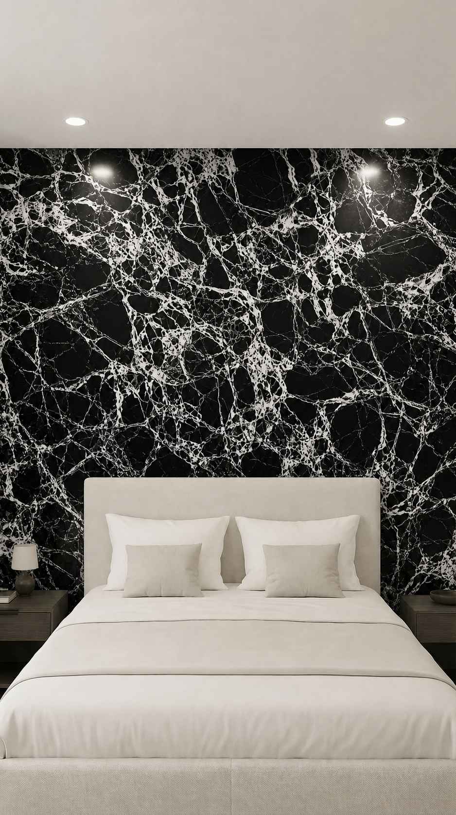 Crédence adhésive marbre noir veines blanches 250 x 120 cm - 3 m²