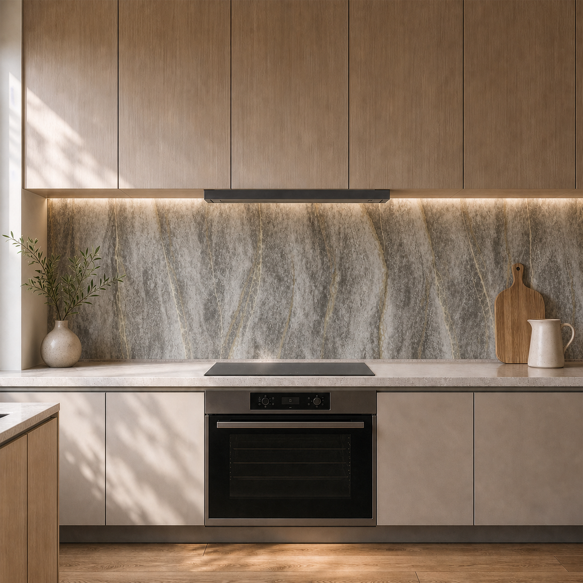 Crédence adhésive gris or effet marbre 250 x 120 cm - 3 m²