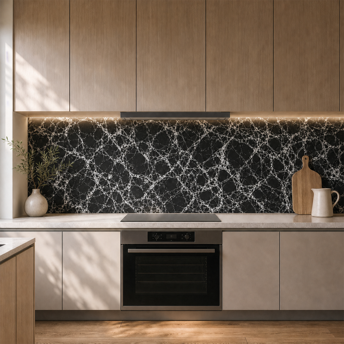 Crédence adhésive marbre noir veines blanches 250 x 120 cm - 3 m²