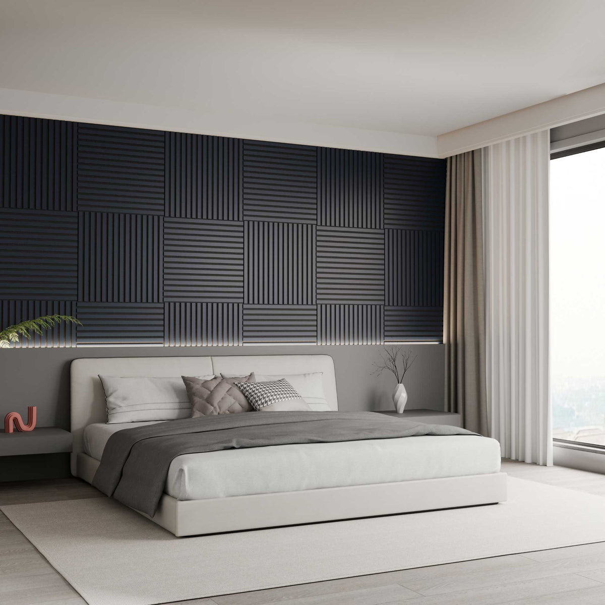 Wand-Akustikpaneel Eiche 60 x 60 cm - Modulplatte - 4er-Set