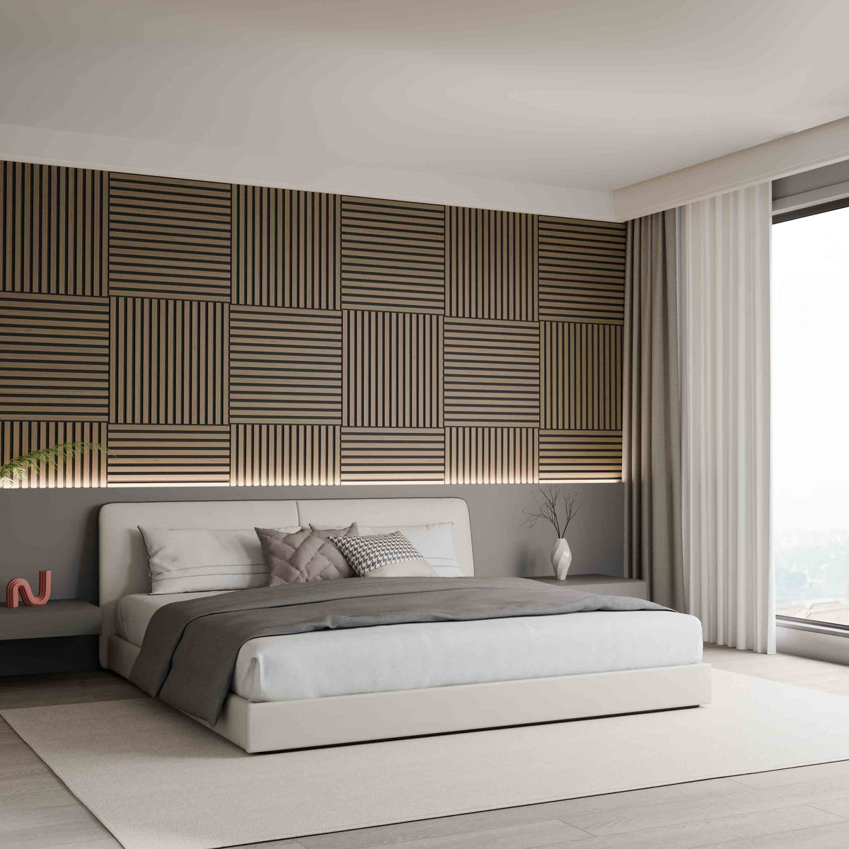 Wand-Akustikpaneel Eiche 60 x 60 cm - Modulplatte - 4er-Set