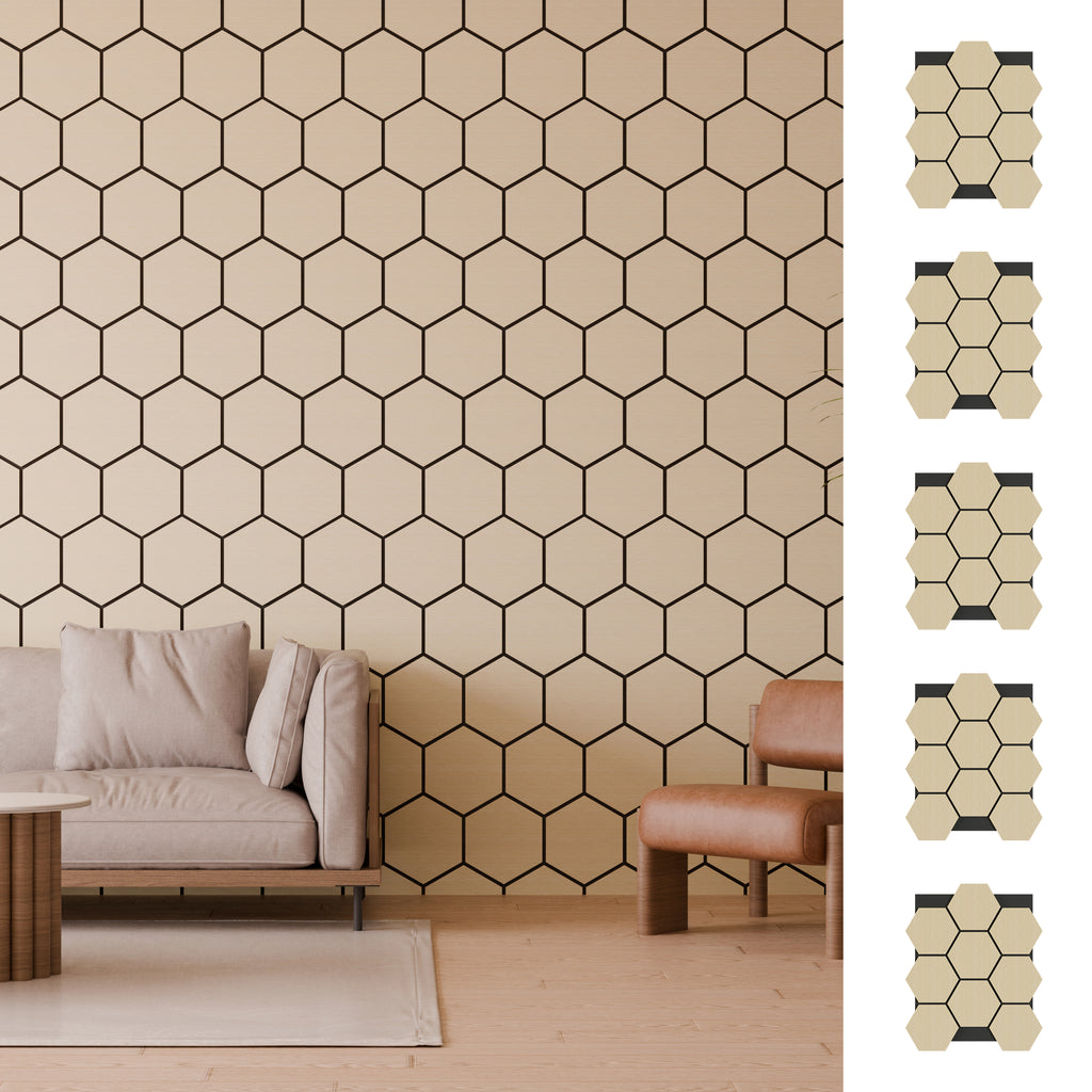 Panneau acoustique hexagonal chêne 69,3 x 56,7 cm - 18 mm - lot de 5